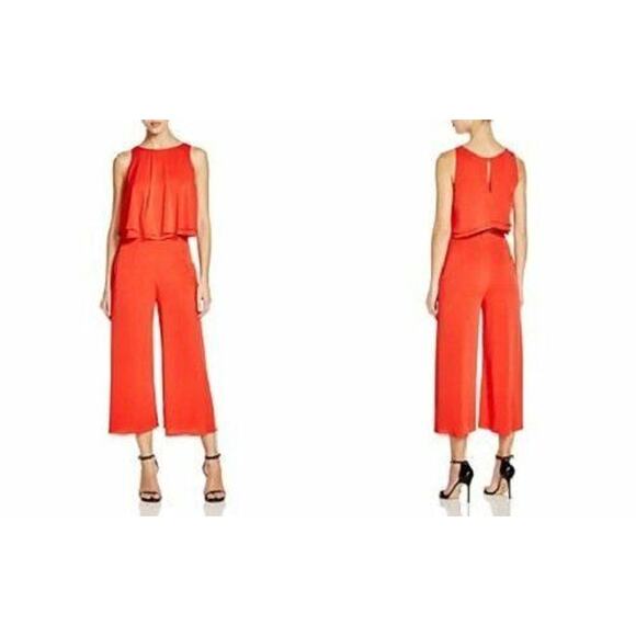 $298 Black Halo Red 2 Piece Claudia Cropped Wide Leg...